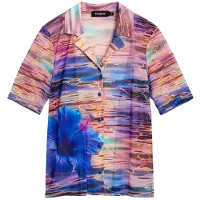 Desigual Blus 'Water Flower' turkos / royalblå / lila / orange