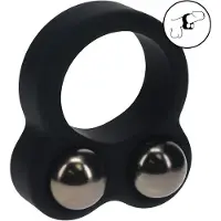 Vuxen - Liquid Silicone Double Weighted Ball Cockring - Black