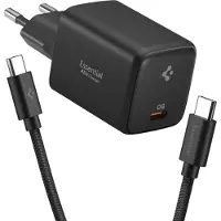 Spigen EE451EU Essential 45W GaN Pro USB-C väggladdare med 100W USB-C-kabel - svart