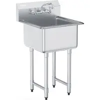 Vevor diskho i rostfritt stål, fristående liten diskho med 1 fack, inklusive kran och ben, 533,4 x 1041 mm kommersiella diskhoar med enkel ho för garage, restaurang, kök, tvättstuga