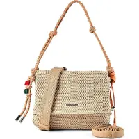 Desigual Handväska 'Half Logo Raffia' beige