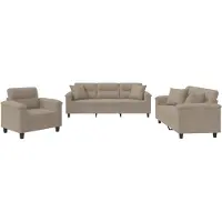 vidaXL Soffgrupp med kuddar 3 delar Taupe mikrofibertyg