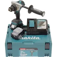 Makita Borrskruvdragare utan sladd 18V - - med 2 batterier 5Ah - snabbladdare – MAKPAC - DDF492RTJ