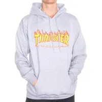 Thrasher Flame Hoodie grey mottled, S