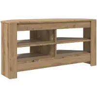 vidaXL Hörnbänk för TV - - Hantverks-ek - 102x41x50 cm - Ingenjörsträ - 2 hyllor - Montering krävs