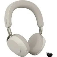 Jabra Evolve3 75 UC - Headset - på örat - Bluetooth - trådlös - aktiv brusradering - USB-C via Bluetooth-adapter - varmt grå - UC-certifierad, Zoomcertifierad, Google Meet-certifierad