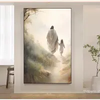 DIMENGQI Jesus Kristus Canvas Postres Kristus Jesus Porträtt Väggkonst Tryck Affisch Jag Ska Gå Med Kristus Bibelvers Present Affisch 50x75cm