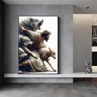 DIMENGQI Jesus Kristus Canvas Postres Kristus Jesus Porträtt Väggkonst Tryck Affisch Jag Ska Gå Med Kristus Bibelvers Present Affisch 50x70cm