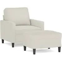 vidaXL Fåtölj med fotpall, krämfärgad, 60 cm, klädd i sammet