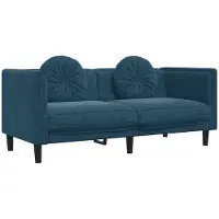 vidaXL Soffa med kuddar 2-sits blå sammet