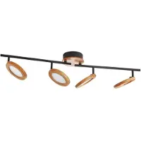 LINDBY LED-spotlight Manel, trä, 84 cm lång, 4 lampor Manel , dimbar, Ljust trä, Vardagsrum / matsal, Metall, Lantlig / rustik, LED-taklampa