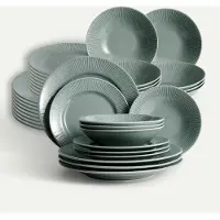 Fyrklövern Nordic Dawn tallriksset 36 delar, Dagg, 12 pers Servis Tallrikar set