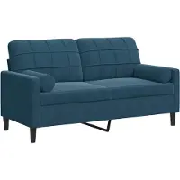 vidaXL 2-sitssoffa med kuddar, blå, 140 cm, sammet
