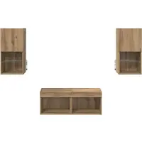 vidaXL TV-väggskåp med LED -remsljus 4 pcs Artisan Ek Konstruerat trä
