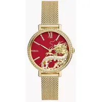 Fossil Neutra Damklocka Guld Rostfritt Stål Röd Urtavla Kvarts ES5316 beige