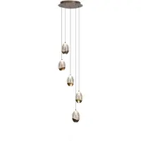 Searchlight Pendellampa Seeds, dimbar, Creme / bärnsten, Vardagsrum / matsal, Glas