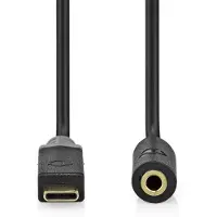 Ginza.se Nedis USB-C(tm) Adapter | USB 2.0 | USB-C(tm) Hane | 3.5 mm Hona | 1.00 m | Rund | Guldplaterad | PVC | Svart | Låda