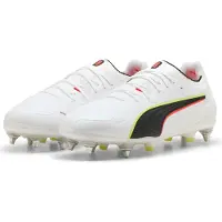 Puma King 20 Ultimate SG Unleashed - White/Röd/Gul - Soft Ground (SG), storlek 39