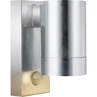 Nordlux Utomhusvägglampa Tin Maxi Sensor galvaniserad, stål, IP54, GU10 Maxi, dimbar, Aluminium / grå / zink, Metall, Modern, Utomhusvägglampa