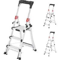 Hailo TL 100 TopLine 8450100 Aluminium Teleskopstege Arbetshöjd (max.): 3.09 m Silver, Röd, Svart 8.8 kg