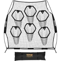 Vevor 2438.4x2438.4mm Fotbollsträningskastnät, Träningskastnät med 6 målfickor, Knutlöst nät inkluderar remmar och bärbar bärväska, Förbättrar QB-kastnoggrannhet