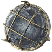 LINDBY utomhusvägglampa Daaje, guldfärgad, Ø 26 cm, aluminium Daaje , dimbar, Brun / mässing, Aluminium / grå / zink, Industriell design