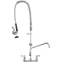 Vevor kommersiell kran med förspolningsmunstycke, 91,4 cm höjd, 20,3 cm i mitten, 30,5 cm svängpip, väggmonterad köksblandare, mässingskonstruktion med neddragbar dusch, för 1/2/3-facks diskho