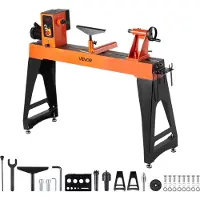 Vevor Träbearbetningssvarv, 1500W / 2 hk, Träsvarv med 0 till 3200 varv/min variabel hastighet, 457 x 1020 mm arbetsbänk, borstlös likströmsmotor, gjutjärnshus, verktygsstöd, för medelstora till stora
