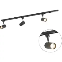 QAZQA Smart skensystem svart inkl. 3 WiFi GU10 1-fas - Iconic Jeana