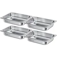 Vevor Rostfri Ångpanna för Hotell, 1/2 Storlek x 63,5 mm Djup, 3,8L Bordångpanna, Anti-Sylt Restaurangtillbehör Återanvändbar Rostfri Cateringförvaring för Hem, Fest, Restaurang, Hotell, Buffé, 4-pack