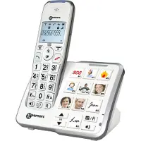 Geemarc Telecom AMPLIDECT 295 PHOTO Trådlös seniortelefon Telefonsvarare, Kamera knapp Belyst display Vit