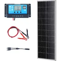 Vevor 100W monokristallin solpanelssats, 12V monokristallin solpanel + laddningsregulator, 23% högeffektiv monokristallin PV-modul, IP68 vattentät för husbil, båtar, camping, off-grid-system
