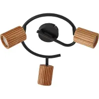 LINDBY takspotlight Stralino, 3 lampor, Ø31cm, trä, GU10 Stralino , dimbar, Ljust trä, Hall, Trä, Modern, Spotlight