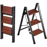 Vevor 3-stegsstege, hopfällbar pall med bred halkfri pedal och bekvämt handtag, lätt 150 kg kapacitet, bärbart växtstöd i aluminium, mångsidig användning för vuxna, hemreparationer, rengöring