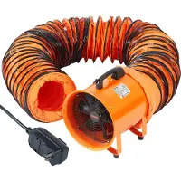 Vevor 300 mm bärbar fläkt, 2 hastigheter 2894CFM höghastighets industriell fläkt med 10 m flexibel kanalslang, axial frånluftsfläkt för källare, verkstäder, lager, orange