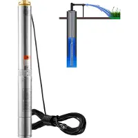 Vevor djupbrunnspump, 750W 230V 60Hz, 7,1 m³/h maxflöde 75 m maxtryck, med 9,1 m elsladd, vattenpump i rostfritt stål för industriellt bruk, bevattning och hemmabruk, IP68 vattentät klass