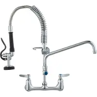 Vevor kommersiell kran med förspolningsmunstycke, 51 cm höjd, 20 cm mitt, 30 cm svängbar pip, väggmonterad köksblandare, mässingskonstruktion med neddragbar dusch, för 1/2/3-facks diskho