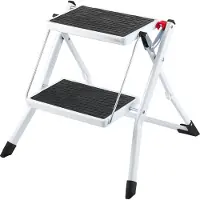 Vevor Stege 2-stegs 150 kg kapacitet, Ergonomisk Hopfällbar Stålpall med Bred Halkfri Pedal, Robust Stegpall för Vuxna Småbarn, Multifunktionell för Hushåll, Kök, Kontor, Husbilar