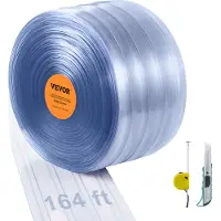 Vevor Gardinremsa, 41 m längd x 20 cm bredd x 1,5 cm tjocklek, genomskinlig ribbad PVC-gardinremsa i bulk, dörrlister av plast för dörröppningar till stormarknader, garage, lager, lador, husdjurshus