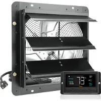 Vevor Jalusifläkt, 356 mm med temperatur- och fuktighetsregulator, EC-motor, 1024 CFM, justerbar väggmonterad vindsfläkt med variabel hastighet, ventilation och kylning för växthus, garage, skjul