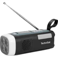 Technisat Batteridriven radio FM Handvev, Powerbank-funktion, Solcellspanel, Ficklampa, uppladdningsbart Svart