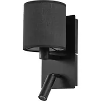 LINDBY Vägglampa Aiden , dimbar, Svart, Vardagsrum / matsal, Textil / tyger / siden, Modern, Vägglampa, vägglampa inomhus