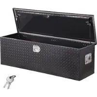 Vevor Kraftig verktygslåda i aluminium för lastbilsflak, diamantplåtsverktygslåda med sidohandtag och låsnycklar, förvaringslåda för släpvagn, pickup, husbil, 49"x15"x15"(1244,6x381x381mm), svart