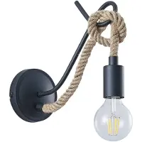 LUCANDE Vägglampa Ropina , dimbar, Svart, Vardagsrum / matsal, Metall, Vintage, Vägglampa, vägglampa inomhus