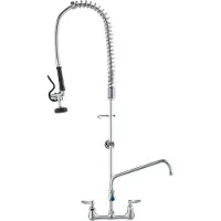 Vevor kommersiell kran med förspolningsspruta, 112 cm höjd, 20 cm mitt, 30 cm svängpip, väggmonterad köksblandare, mässingskonstruktion med neddragbar spruta, för 1/2/3-facks diskho