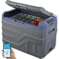 Vevor Bilkylskåp, 12 Volt Bilkylskåp, 37 L Portabel Frys med En Zon och Inbyggd Belysning, -4℉-68℉, 12/24V DC och 100-240V AC Kompressorkylare för Utomhus, Camping, Husbil