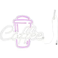 Star Trading Coffee LED-vägglampa, rosa/vit, plexiglas, 40 x 30 cm USB, Genomskinlig / transpare, Vardagsrum / matsal, Syntetmaterial, Ungt boande