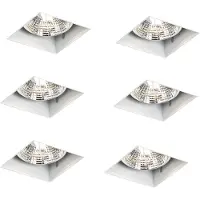 QAZQA Set om 6 infällda spotlights vita GU10 70 mm utan kant - Oneon