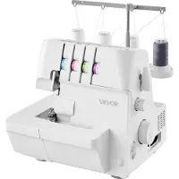 Vevor Serger Overlock Symaskin, 1250 stygn per minut, 2-3-4 trådkapacitet, 0,7-2 justerbar differentialmatning, med friarm och LED-lampa, symaskin för olika tyger, vit