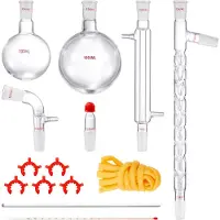 Vevor Labdestillationssats, 3,3 Boro Labglasdestillationssats med 24, 40 leder, 1000 ml eterisk oljedestillationsapparat, 14-delad uppsättning glasutrustning
